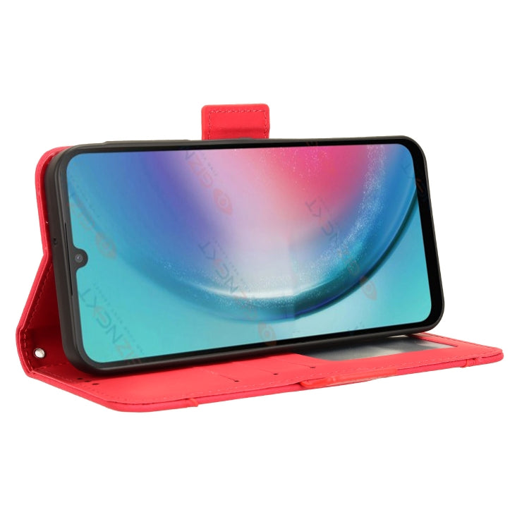 For Samsung Galaxy A25 5G Global Skin Feel Calf Texture Card Slots Leather Phone Case(Red)