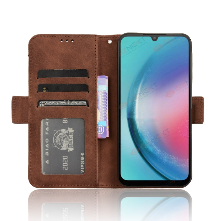 For Samsung Galaxy A25 5G Global Skin Feel Calf Texture Card Slots Leather Phone Case(Brown)