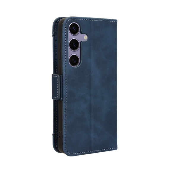 For Samsung Galaxy S24+ 5G Skin Feel Calf Texture Card Slots Leather Phone Case(Blue)