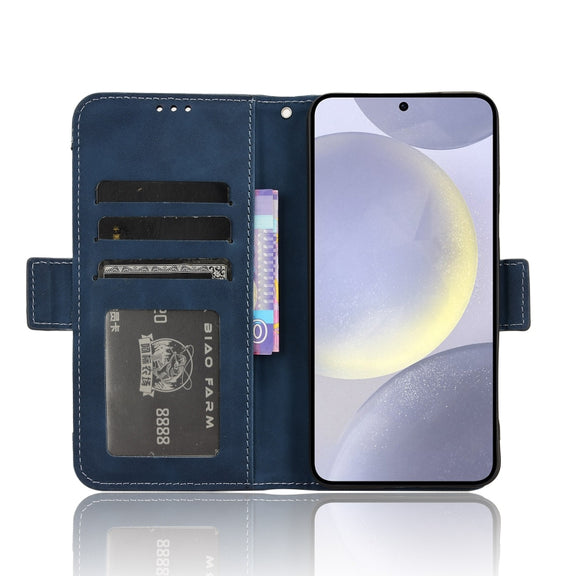 For Samsung Galaxy S24+ 5G Skin Feel Calf Texture Card Slots Leather Phone Case(Blue)