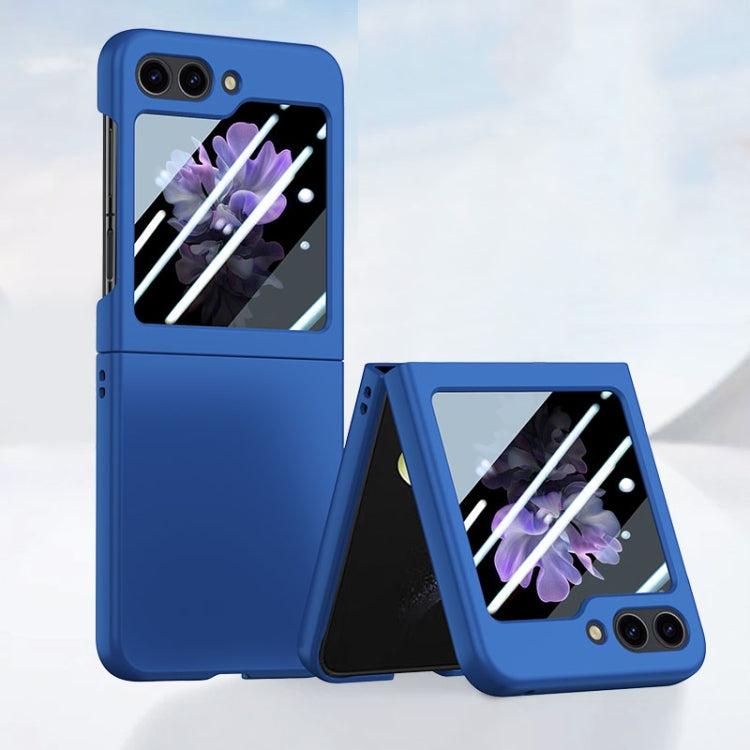 For Samsung Galaxy Z Flip5 Fuel Injection Integrated PC Skin Feel Phone Case(Blue)
