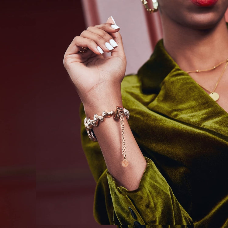 Ribbon Wave Metal Watch Band For Apple Watch 3 42mm(Rose Gold)