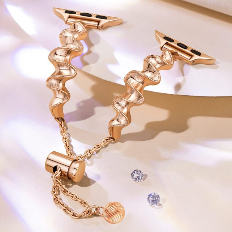 Ribbon Wave Metal Watch Band For Apple Watch 2 42mm(Rose Gold)