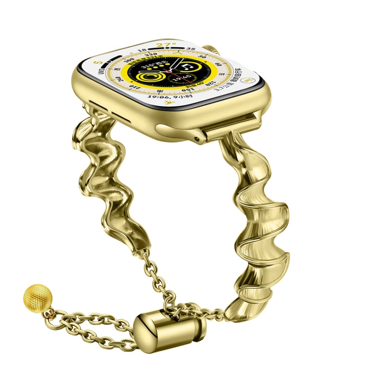 Ribbon Wave Metal Watch Band For Apple Watch 38mm(Gold)