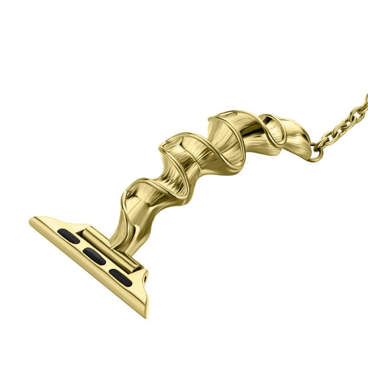 Ribbon Wave Metal Watch Band For Apple Watch 38mm(Gold)