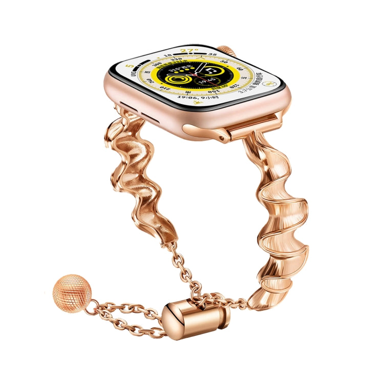 Ribbon Wave Metal Watch Band For Apple Watch 38mm(Rose Gold)