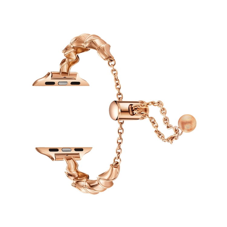 Ribbon Wave Metal Watch Band For Apple Watch 38mm(Rose Gold)