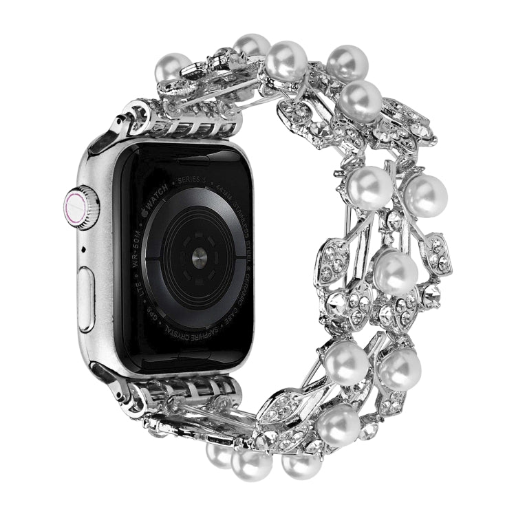 Four-leaf Bead Metal Watch Band For Apple Watch 38mm(Silver)