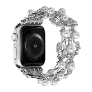 Four-leaf Bead Metal Watch Band For Apple Watch 38mm(Silver)