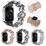 Four-leaf Bead Metal Watch Band For Apple Watch 3 42mm(Black)
