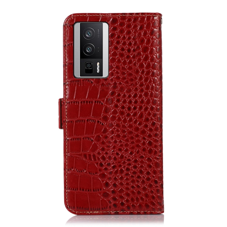 For Xiaomi Redmi K60 / K60 Pro 5G / Poco F5 Pro Crocodile Top Layer Cowhide Leather Phone Case(Red)