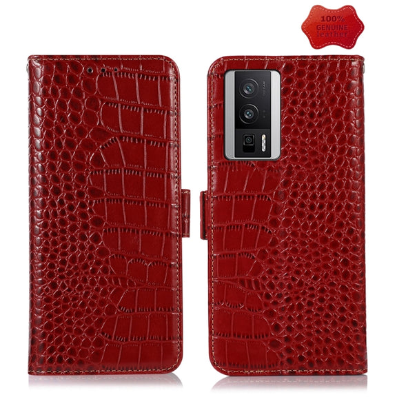 For Xiaomi Redmi K60 / K60 Pro 5G / Poco F5 Pro Crocodile Top Layer Cowhide Leather Phone Case(Red)