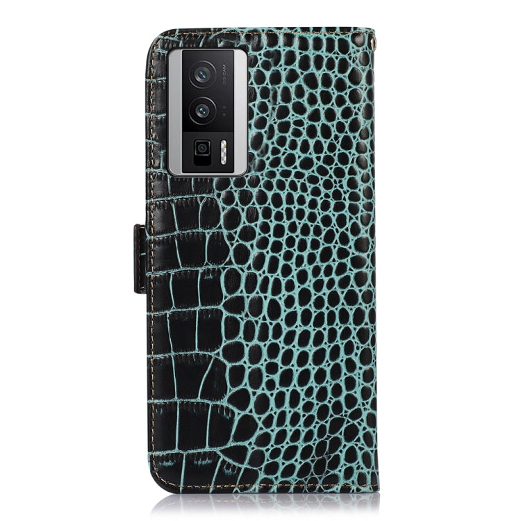 For Xiaomi Redmi K60 / K60 Pro 5G / Poco F5 Pro Crocodile Top Layer Cowhide Leather Phone Case(Green)