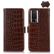 For Xiaomi Redmi K60 / K60 Pro 5G / Poco F5 Pro Crocodile Top Layer Cowhide Leather Phone Case(Brown) - Xiaomi Cases by PMC TechLife | Online Shopping South Africa | PMC TechLife