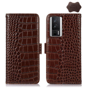 For Xiaomi Redmi K60 / K60 Pro 5G / Poco F5 Pro Crocodile Top Layer Cowhide Leather Phone Case(Brown)