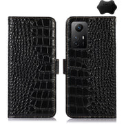For Xiaomi Redmi Note 12S 4G Crocodile Top Layer Cowhide Leather Phone Case(Black)