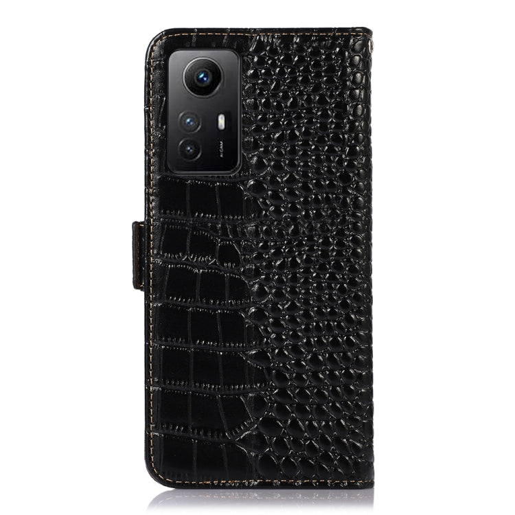 For Xiaomi Redmi Note 12S 4G Crocodile Top Layer Cowhide Leather Phone Case(Black)