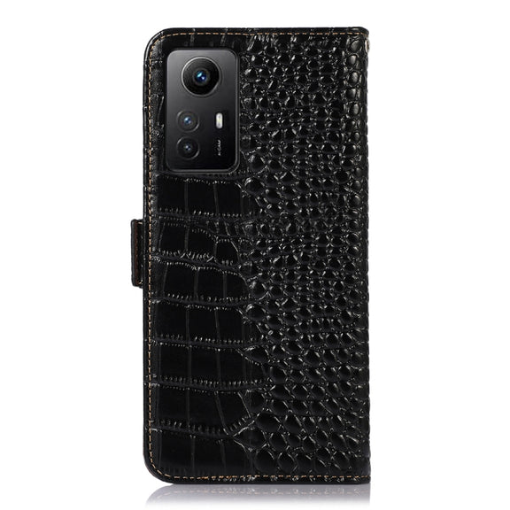 For Xiaomi Redmi Note 12S 4G Crocodile Top Layer Cowhide Leather Phone Case(Black)