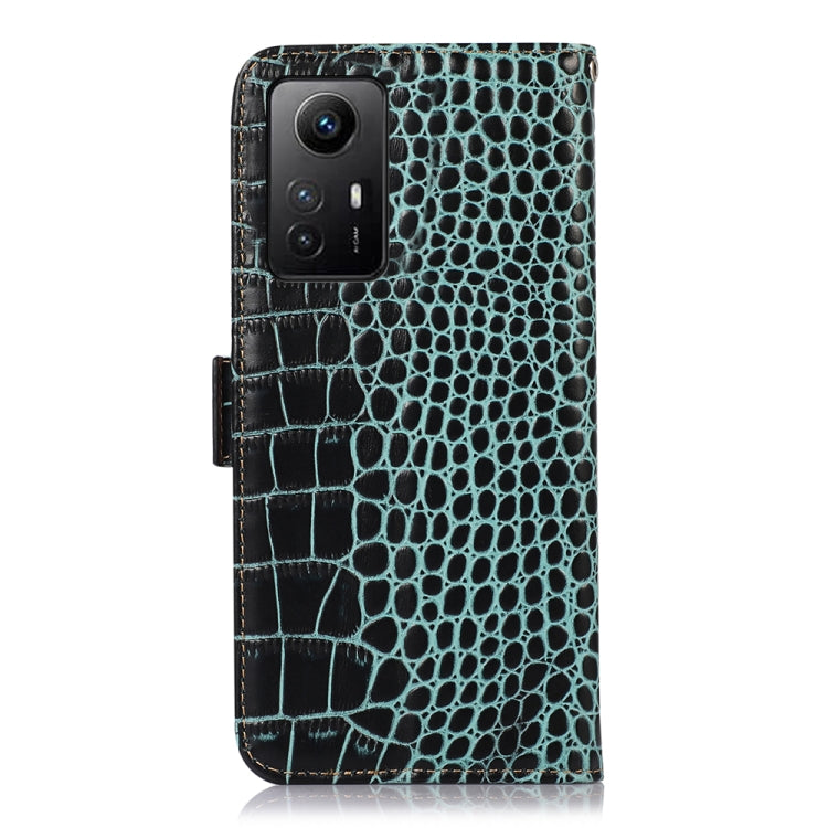 For Xiaomi Redmi Note 12S 4G Crocodile Top Layer Cowhide Leather Phone Case(Green)