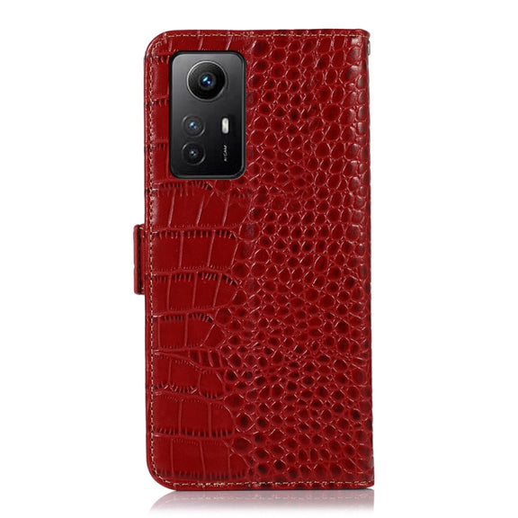 For Xiaomi Redmi Note 12S 4G Crocodile Top Layer Cowhide Leather Phone Case(Brown)