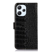 For Xiaomi Redmi 12 Crocodile Top Layer Cowhide Leather Phone Case(Black)