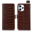For Xiaomi Redmi 12 Crocodile Top Layer Cowhide Leather Phone Case(Brown) - Xiaomi Cases by PMC TechLife | Online Shopping South Africa | PMC TechLife