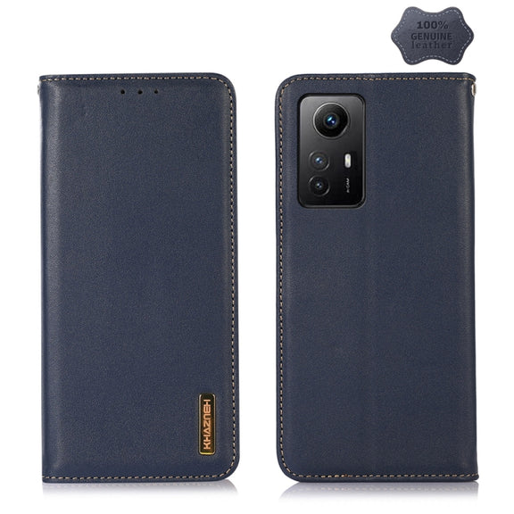 For Xiaomi Redmi Note 12S 4G KHAZNEH Nappa Top Layer Cowhide Leather Phone Case(Blue)