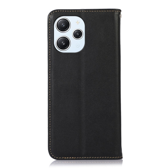 For Xiaomi Redmi 12 KHAZNEH Nappa Top Layer Cowhide Leather Phone Case(Black)