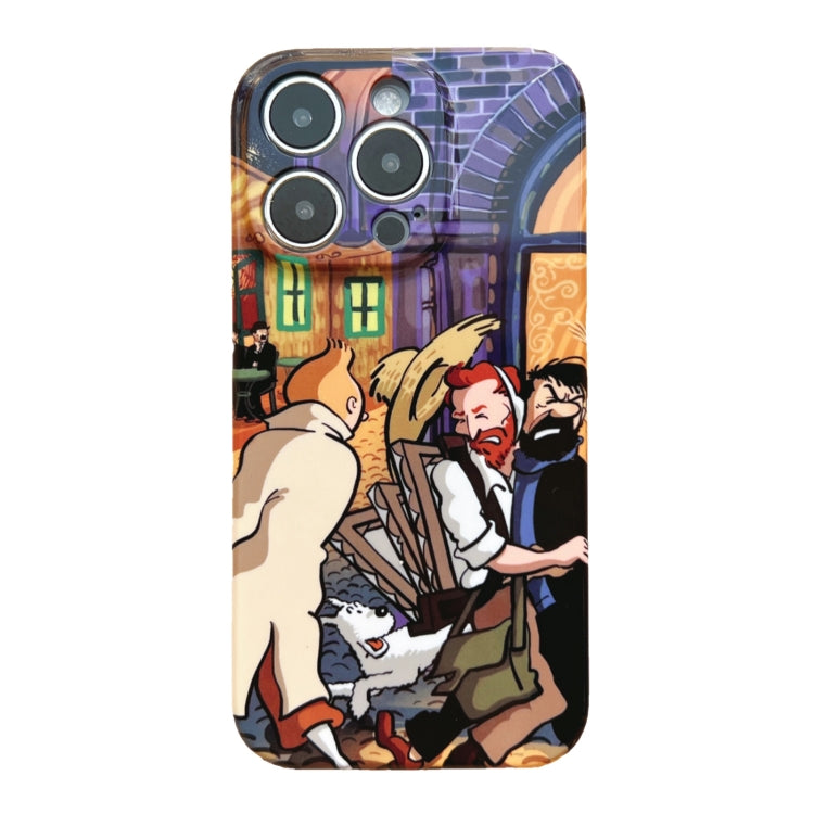 For iPhone 14 Plus Precise Hole Oil Painting Pattern PC Phone Case(Puppy)