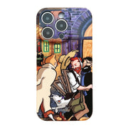 For iPhone 14 Pro Precise Hole Oil Painting Pattern PC Phone Case(Puppy)