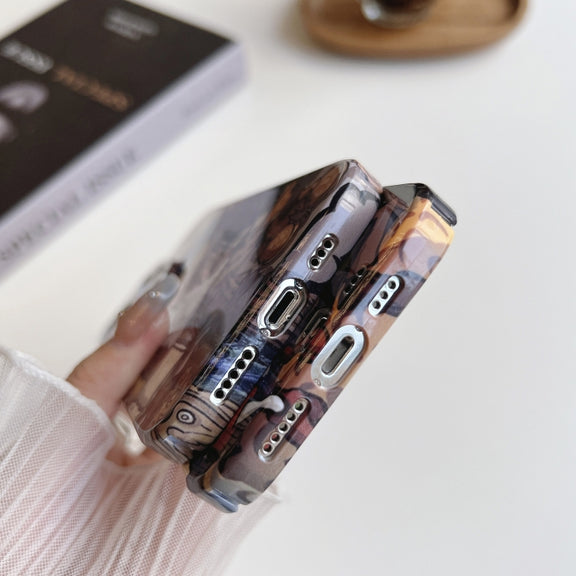 For iPhone 14 Plus Precise Hole Oil Painting Pattern PC Phone Case(Puppy)