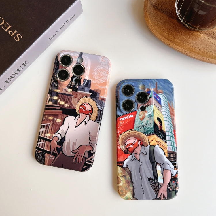 For iPhone 14 Pro Max Precise Hole Oil Painting Pattern PC Phone Case(Painting)
