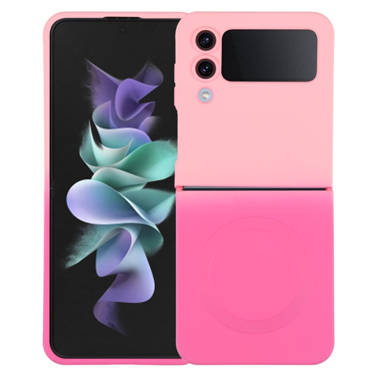 For Samsung Galaxy Z Flip3 5G Liquid TPU Silicone Gradient MagSafe Phone Case(Pink Red)