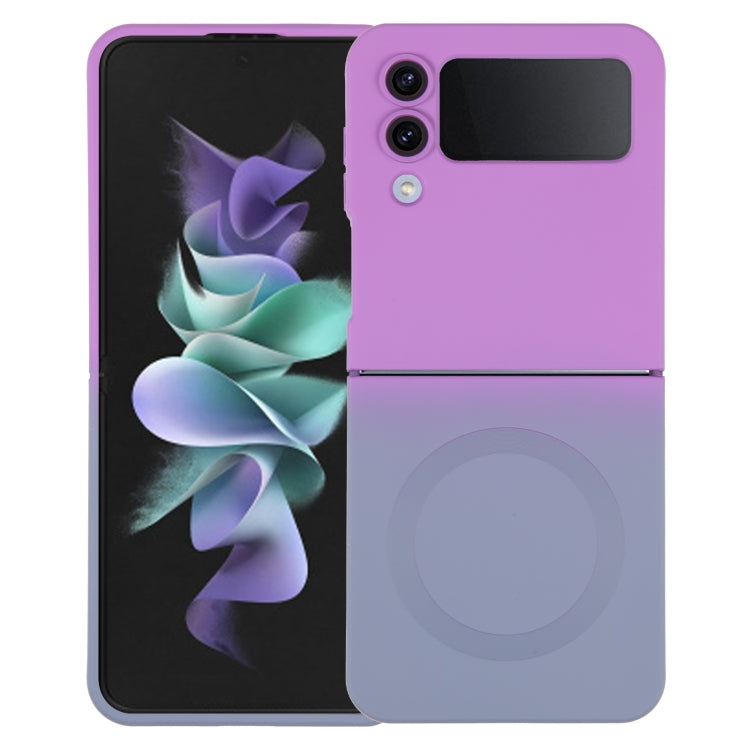 For Samsung Galaxy Z Flip3 5G Liquid TPU Silicone Gradient MagSafe Phone Case(Purple Grey)