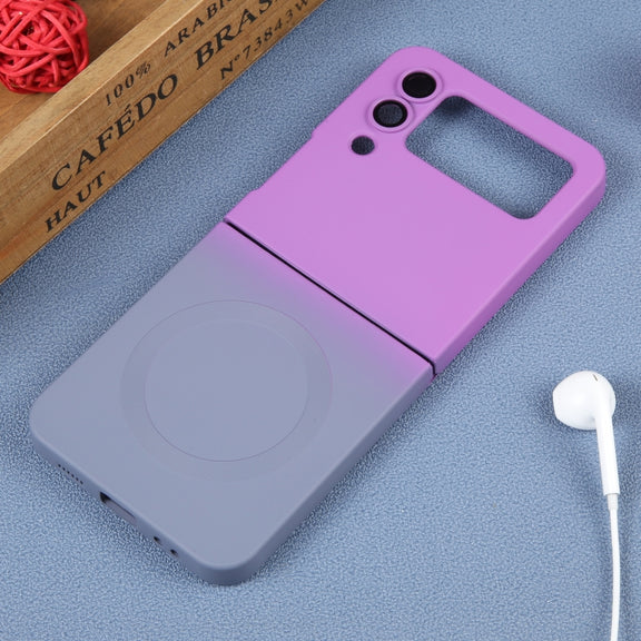 For Samsung Galaxy Z Flip3 5G Liquid TPU Silicone Gradient MagSafe Phone Case(Purple Grey)