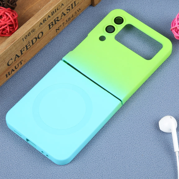 For Samsung Galaxy Z Flip3 5G Liquid TPU Silicone Gradient MagSafe Phone Case(Cyan Blue)