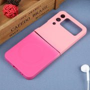For Samsung Galaxy Z Flip4 Liquid TPU Silicone Gradient MagSafe Phone Case(Pink Red)