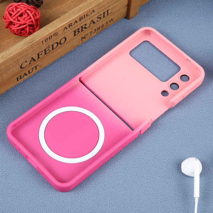For Samsung Galaxy Z Flip4 Liquid TPU Silicone Gradient MagSafe Phone Case(Pink Red)