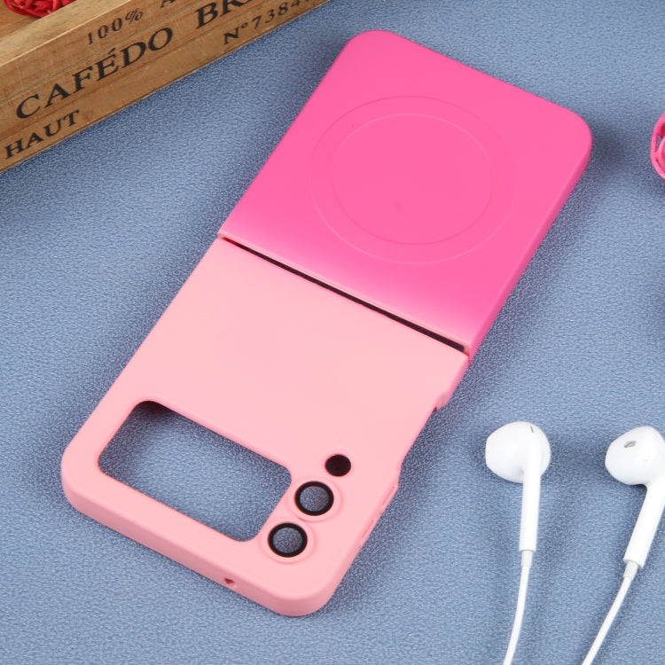 For Samsung Galaxy Z Flip4 Liquid TPU Silicone Gradient MagSafe Phone Case(Pink Red)