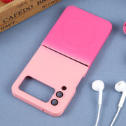 For Samsung Galaxy Z Flip4 Liquid TPU Silicone Gradient MagSafe Phone Case(Pink Red)