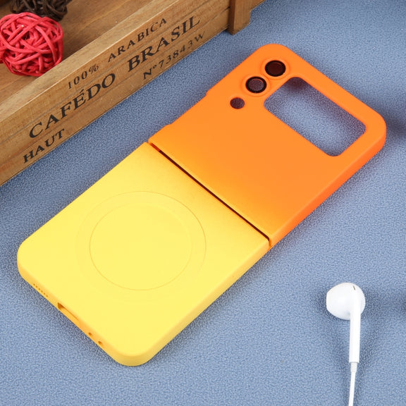 For Samsung Galaxy Z Flip4 Liquid TPU Silicone Gradient MagSafe Phone Case(Orange Yellow)