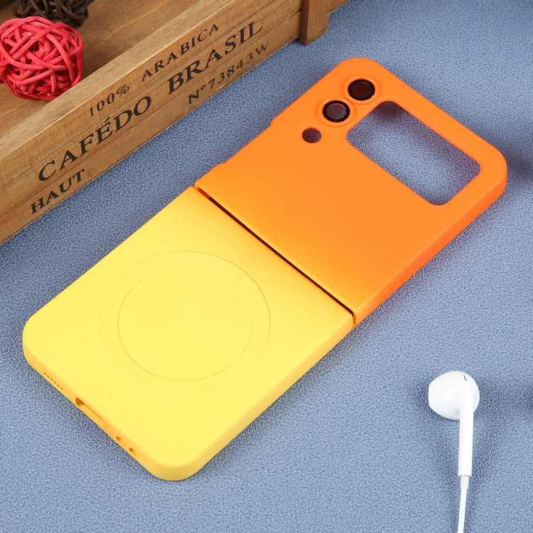 For Samsung Galaxy Z Flip4 Liquid TPU Silicone Gradient MagSafe Phone Case(Orange Yellow)
