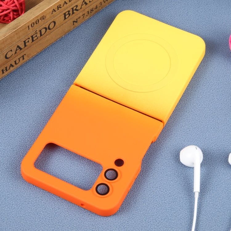 For Samsung Galaxy Z Flip4 Liquid TPU Silicone Gradient MagSafe Phone Case(Orange Yellow)