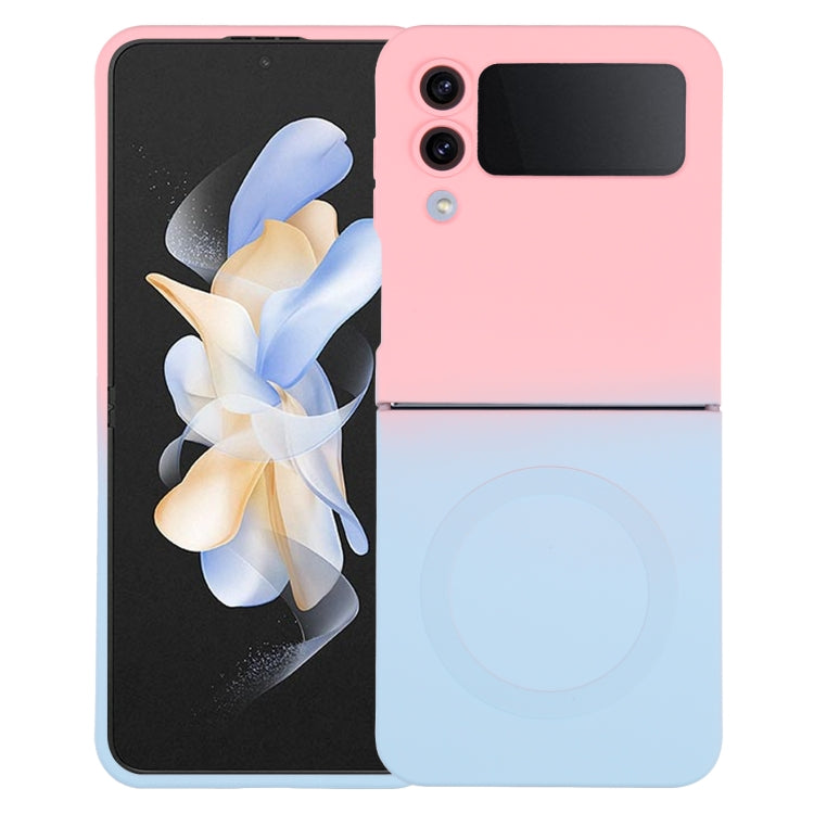 For Samsung Galaxy Z Flip4 Liquid TPU Silicone Gradient MagSafe Phone Case(Pink Blue)