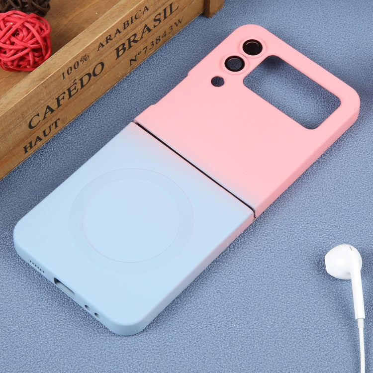 For Samsung Galaxy Z Flip4 Liquid TPU Silicone Gradient MagSafe Phone Case(Pink Blue)