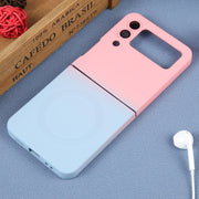 For Samsung Galaxy Z Flip4 Liquid TPU Silicone Gradient MagSafe Phone Case(Pink Blue)