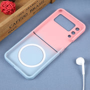 For Samsung Galaxy Z Flip4 Liquid TPU Silicone Gradient MagSafe Phone Case(Pink Blue)