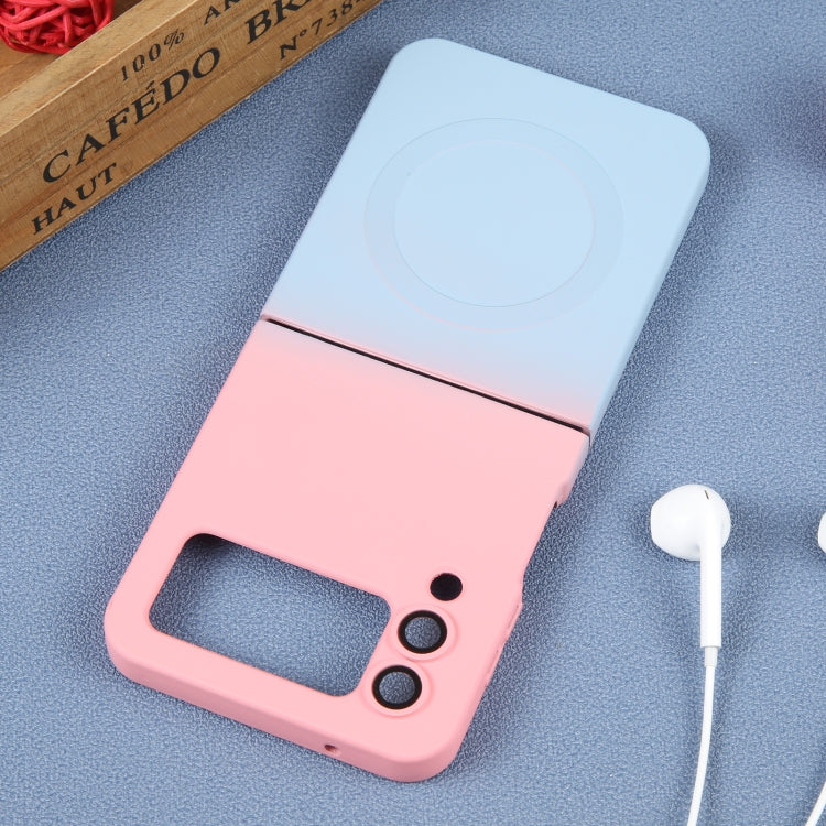 For Samsung Galaxy Z Flip4 Liquid TPU Silicone Gradient MagSafe Phone Case(Pink Blue)