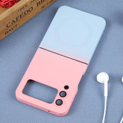 For Samsung Galaxy Z Flip4 Liquid TPU Silicone Gradient MagSafe Phone Case(Pink Blue)