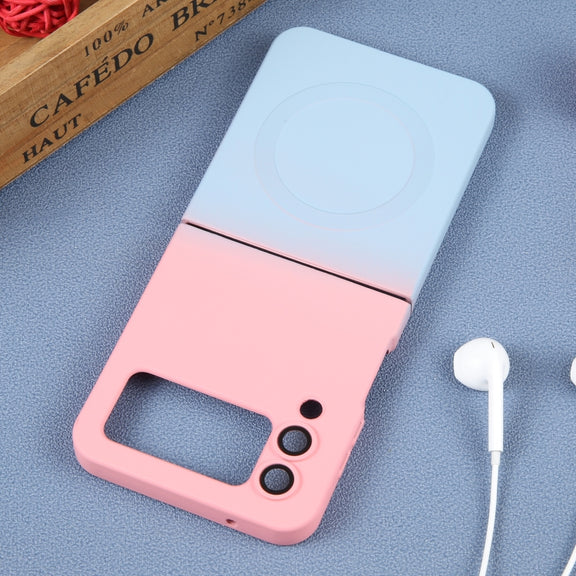 For Samsung Galaxy Z Flip4 Liquid TPU Silicone Gradient MagSafe Phone Case(Pink Blue)